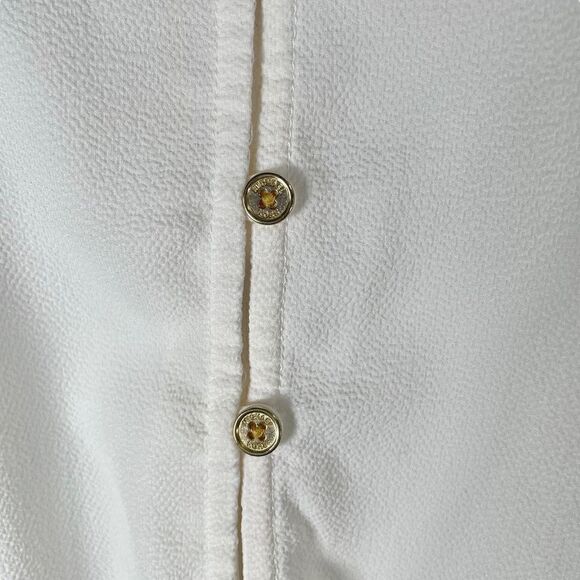 Michael Michael Kors Women Size XS 2 White Button Down V Neck Ruffle Blouse Top - Picture 5 of 11